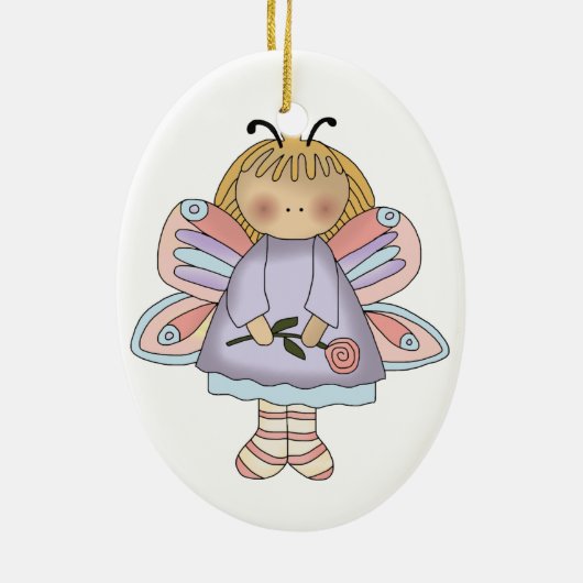 Boterfly-meisjesversiering Keramisch Ornament (Achterkant)