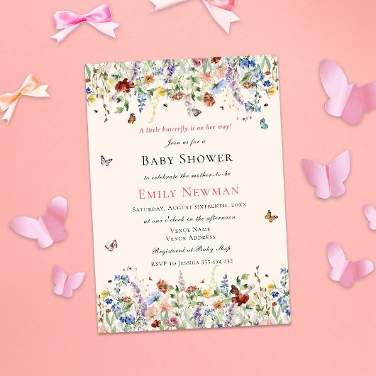 Boterfly onderweg | Baby shower van Floral Girl Kaart