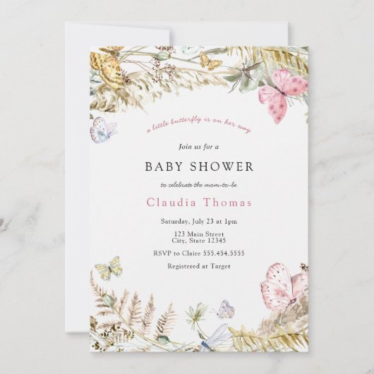 Boterfly op Way Bohemen Baby shower Kaart (Voorkant)