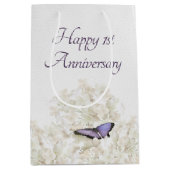 Boterfly op White Hydrangea 1st Jubileum Medium Cadeauzakje (Voorkant)