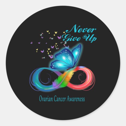 Boterfly Ovarium Cancer Awareness Ronde Sticker (Voorkant)