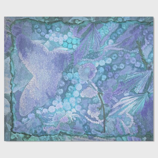 Boterfly  Paars Blauwgroen blauw-Romantisch Cadeaupapier (Vlak)