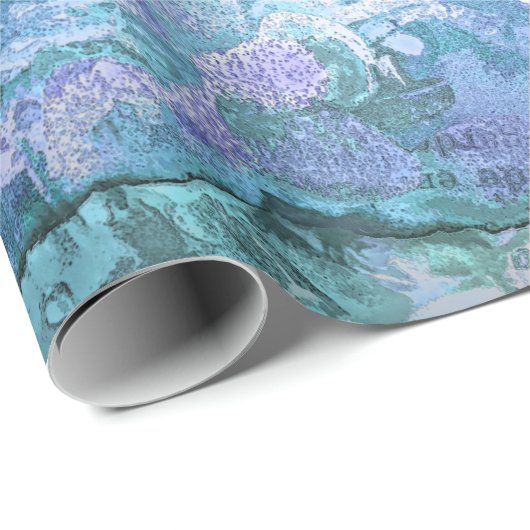 Boterfly  Paars Blauwgroen blauw-Romantisch Cadeaupapier (Rol Hoek)