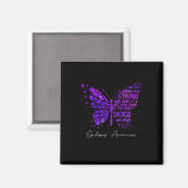 Boterfly Paars Ribbon Epilepsy Bewustheid Magneet (Voorkant / Achterkant)