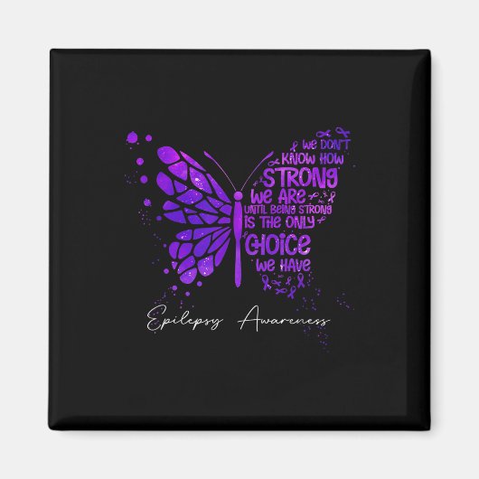 Boterfly Paars Ribbon Epilepsy Bewustheid Magneet (Voorkant)