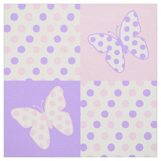 Boterfly Paarse roze pooldots Stof (Swatch)