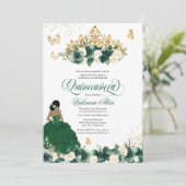 Boterfly Quinceanera, groene Waterverf Kaart (Staand voorkant)