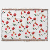 Boterfly Red Poppy Flower Natuur Deken (Voorkant)