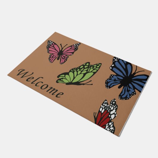 Boterfly regenboogdoormat, Housewarming Gift, Spri Deurmat (Schuin)