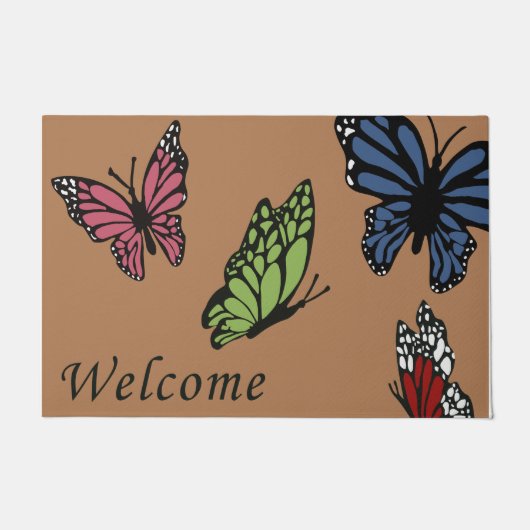 Boterfly regenboogdoormat, Housewarming Gift, Spri Deurmat (Voorkant)