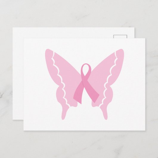 Boterfly Ribbion Breast Cancer Briefkaart (Voorkant / Achterkant)