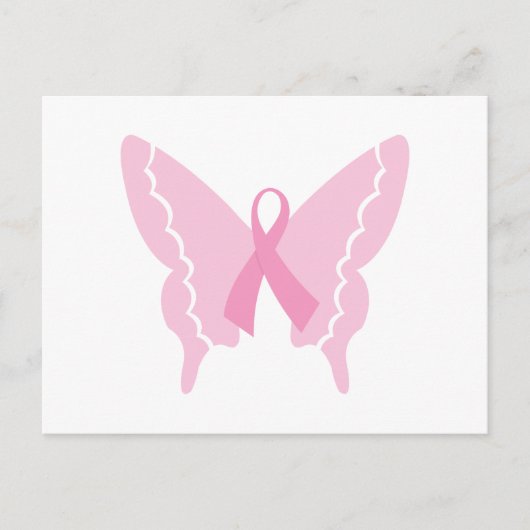 Boterfly Ribbion Breast Cancer Briefkaart (Voorkant)