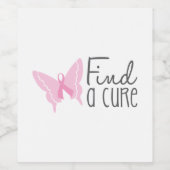 Boterfly Ribbion Breast Cancer Wijn Etiket (Enkel label)