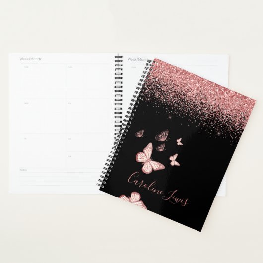 Boterfly Roos Gold Glitter 2023 Planner met naam (Display)