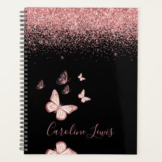 Boterfly Roos Gold Glitter 2023 Planner met naam (Voorkant)