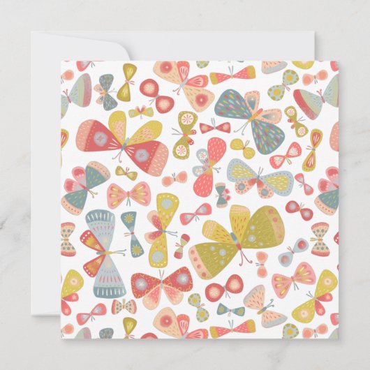 Boterfly roze groene bruiloft kaart (Achterkant)