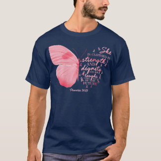 Boterfly roze lint borstkanker religieuze koepel t-shirt