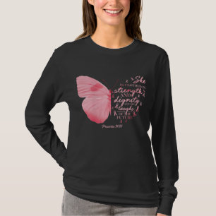 Boterfly roze lint borstkanker religieuze koepel t-shirt