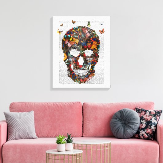 Boterfly Skull Canvas Afdruk (Insitu (Woonkamer))