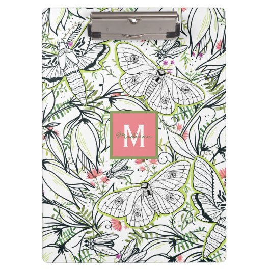 Boterfly Spring Floral Monogram School Klembord (Voorkant)