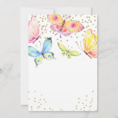 Boterfly Spring Summer Girl Birthday Invitation Kaart (Achterkant)