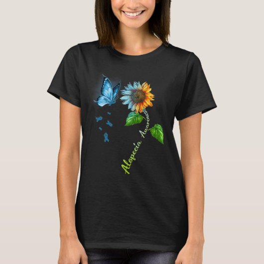 Boterfly Sunflower Alopecia Awareness T-shirt (Voorkant)