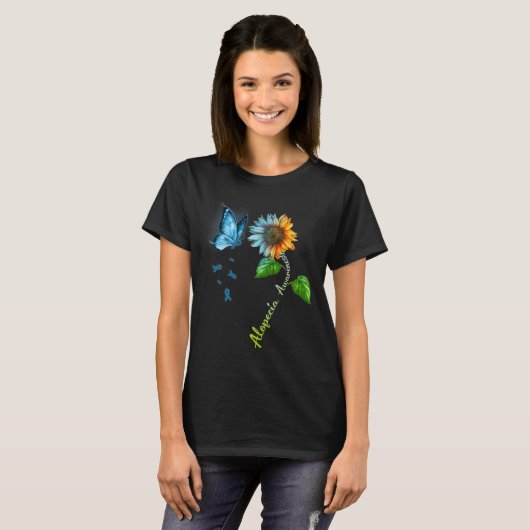 Boterfly Sunflower Alopecia Awareness T-shirt (Voorkant volledig)