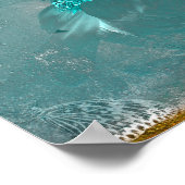 Boterfly Sunflower Blauwgroen Gold Antiek Poster (Hoek)