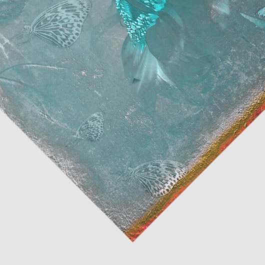 Boterfly Sunflower Blauwgroen Gold  Antiek Tissuepapier (Detail)