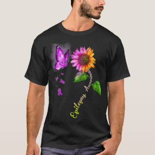 Boterfly Sunflower Epilepsy Bewustheid T-shirt