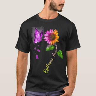 Boterfly Sunflower Epilepsy Bewustheid T-shirt