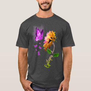 Boterfly Sunflower Epilepsy Bewustheid T-shirt