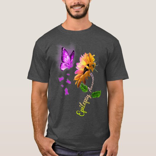 Boterfly Sunflower Epilepsy Bewustheid T-shirt (Voorkant)