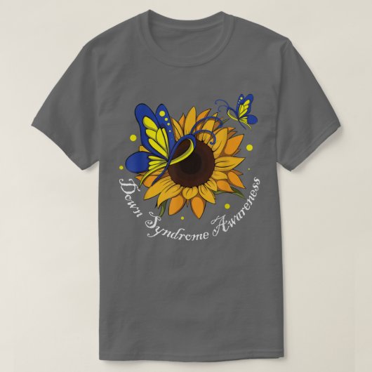 Boterfly Sunflower World Down Syndroeness T-shirt (Design voorkant)