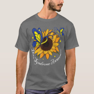 Boterfly Sunflower World Down Syndroeness T-shirt