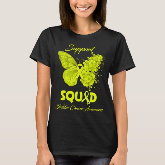 Boterfly Support Squad Bladder Cancer Awareness T-shirt (Voorkant)