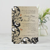 Boterfly Swirl Wedding Invitation Kaart (Staand voorkant)