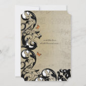 Boterfly Swirl Wedding Invitation Kaart (Achterkant)