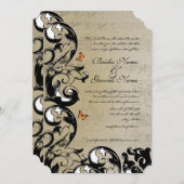 Boterfly Swirl Wedding Invitation Kaart (Voorkant / Achterkant)
