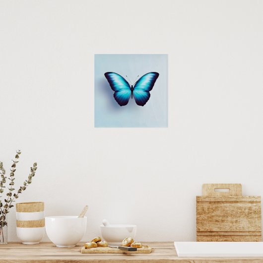 Boterfly tegen witte achtergrond poster (Keuken)