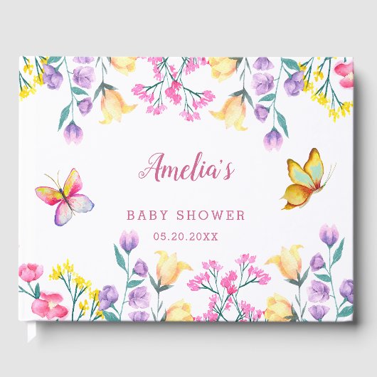 Boterfly Theme Spring Floral Garden Baby shower Gastenboek (Voorkant)