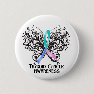 Boterfly Thyroid Cancer Awareness Ronde Button 5,7 Cm