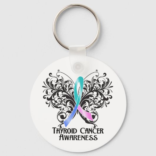 Boterfly Thyroid Cancer Awareness Sleutelhanger (Voorkant)