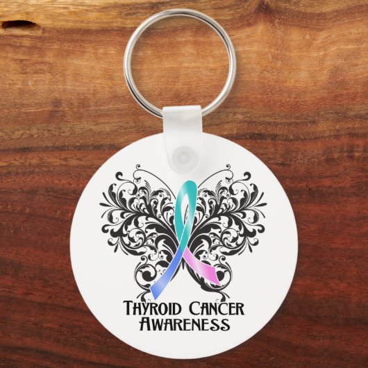Boterfly Thyroid Cancer Awareness Sleutelhanger (Voorkant)