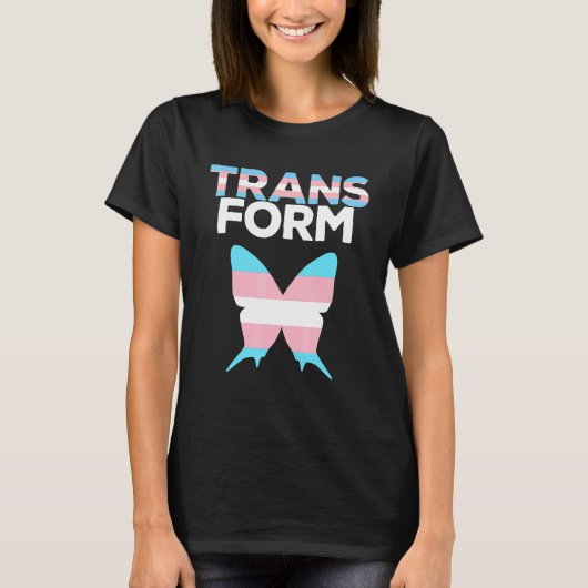 Boterfly Transgender-vlag Transform roze blauw Whi T-shirt (Voorkant)