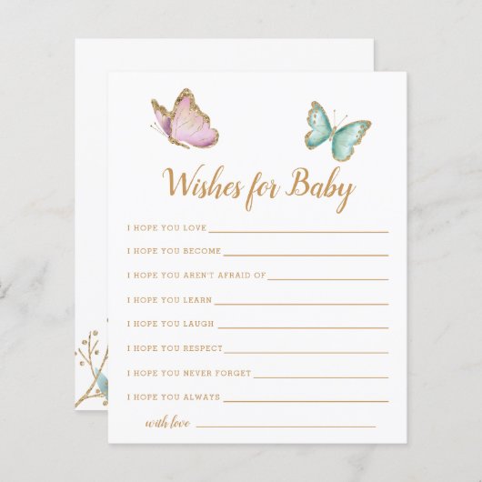 Boterfly Tuinkers voor Baby Kaart (Voorkant / Achterkant)