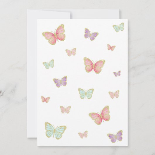Boterfly-uitnodiging | Boterfly Birthday Invite Kaart (Achterkant)