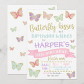 Boterfly-uitnodiging | Boterfly Birthday Invite Kaart (Voorkant / Achterkant)