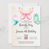 Boterfly-uitnodiging Kaart (Voorkant)