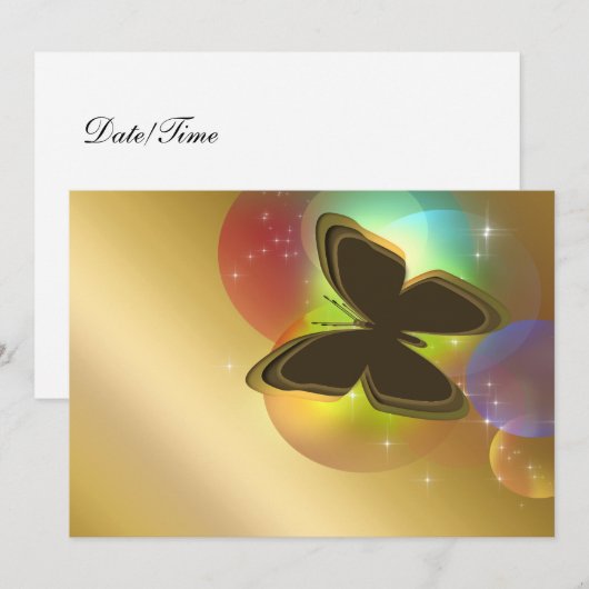 Boterfly-uitnodiging Kaart (Voorkant / Achterkant)